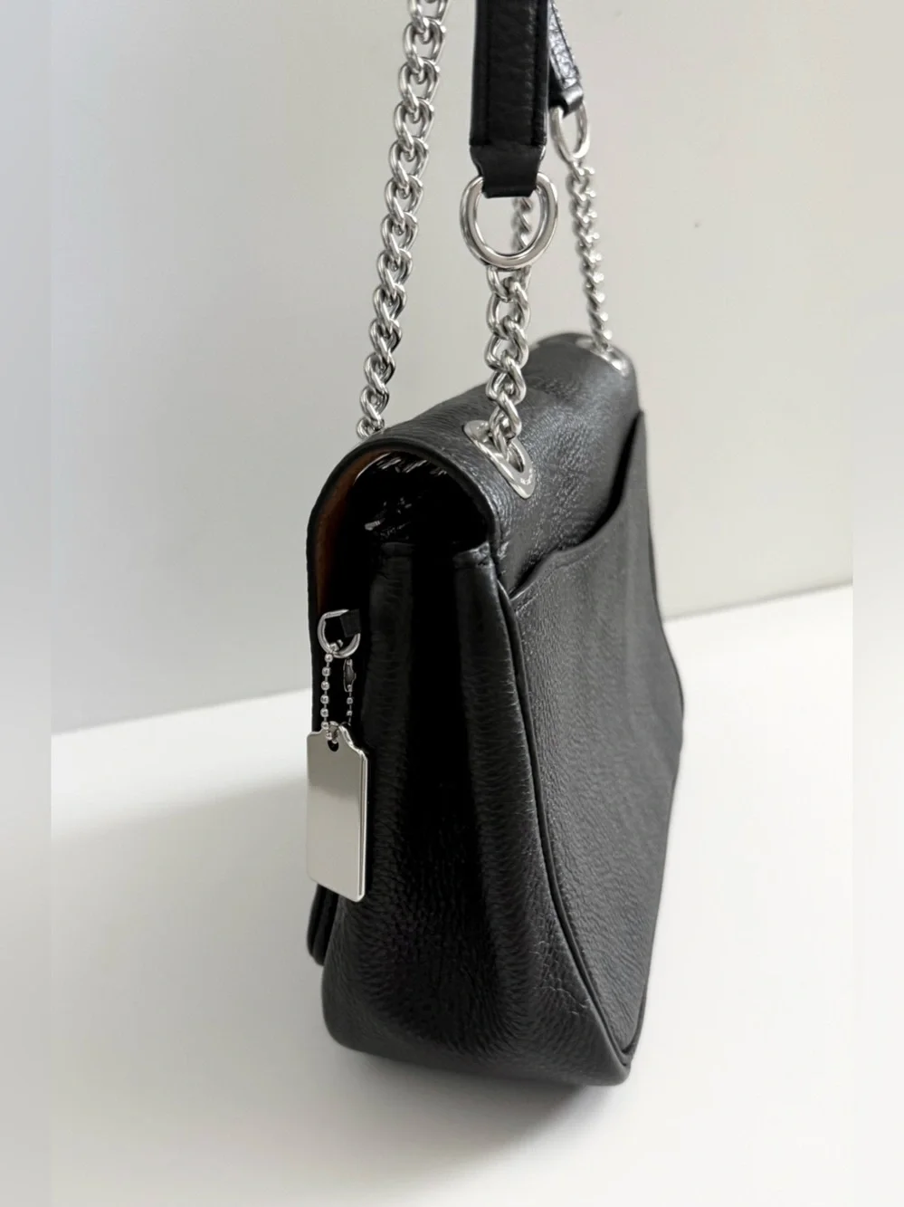 Coach Klare Crossbody 25 Double Chain Strap Black Pebbled Leather Bag CC353